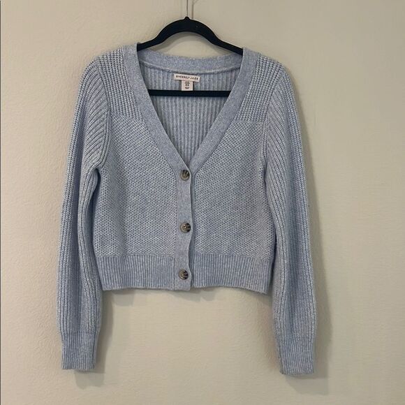 Light Blue Button-Up Women's Sweater - Picture 1 of 5